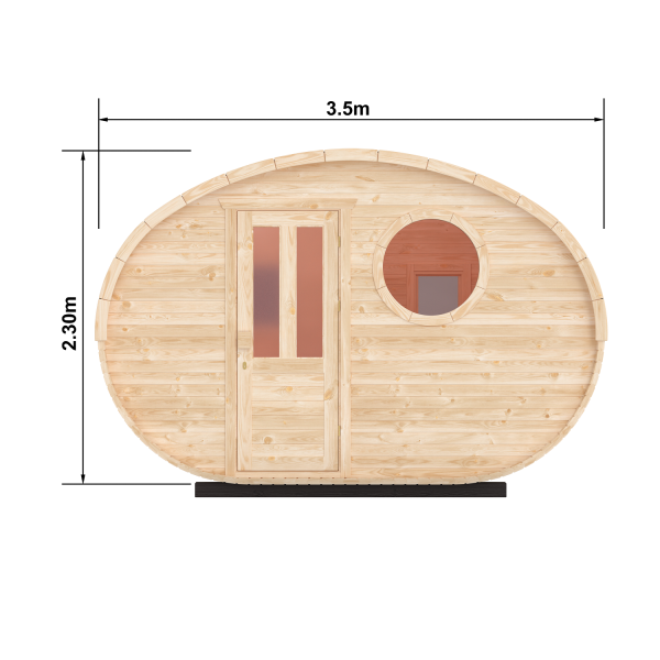 Fasssauna / Gartensauna / Banja / Oval 3,5 m mit Vorraum
